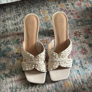 A New Day Women's Cream Beaded Mules